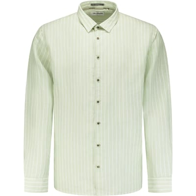 No Excess Shirt Stripe With Linen Green Größe: S | Casual hemden Outlet | Herren | Grün