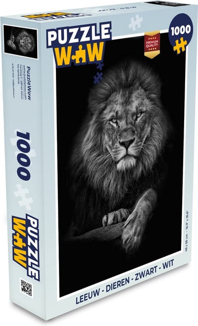 Puzzel Leeuw - Dieren - Zwart - Wit - Legpuzzel - Puzzel 1000 stukjes volwassenen