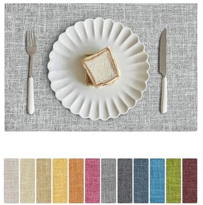 Set van 12 Hittebestendige Placemat Tafelmatten van Jute - 30 x 45 cm, Slipvast en Wasbaar voor Eetkamer en Keuken