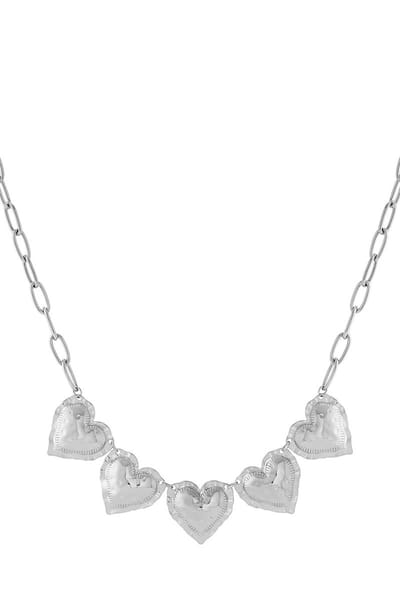 Yehwang- ketting 5 Hearts - Zilver - 41 cm