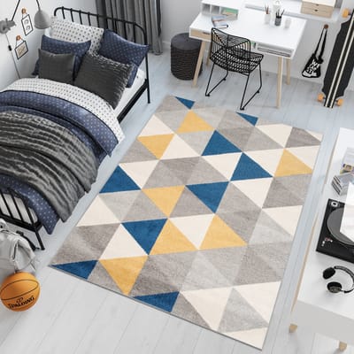 Tapiso Lazur Vloerkleed Grijs Geel Blauw Woonkamer Modern Tapijt Maat- 80x150