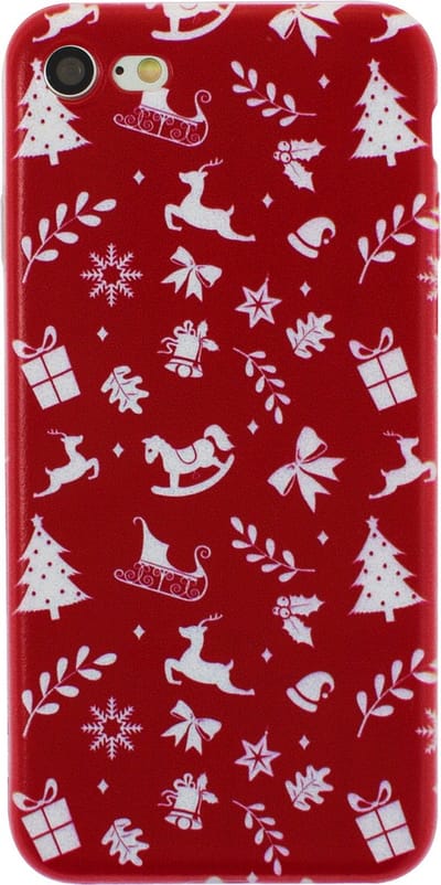 Peachy Kerst hoesje rood geschikt voor iPhone 7 8 SE 2020 SE 2022 TPU Christmas case Red Kerstmis cover