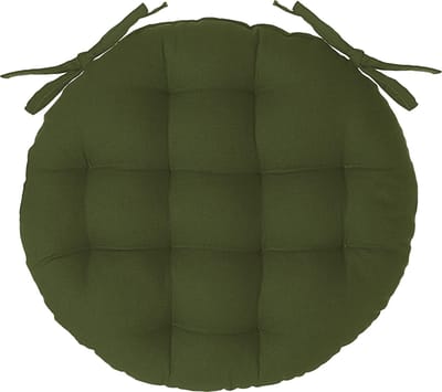 Atmosphera DELUXE stoelkussen rond kaki - ronde stoelkussens - D38 cm - Met 2 lintjes
