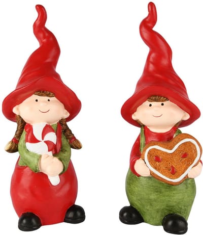 Dekoratief | Kindje m/lolly/hartje, rood/groen, resina, 9x8x24cm, set van 2 stuks | A255429