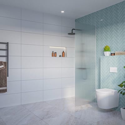 FugaFlow Eccelente Vetro Inloopdouche - ribbel glas - 70x200cm - 8mm - nano - blind inbouw profiel