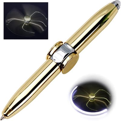Actie4you® - Fidget pen - LED Licht - Fidget Spinner - Balpen – Pen met LED - Vinger Spinner – Anti Stress - Goud