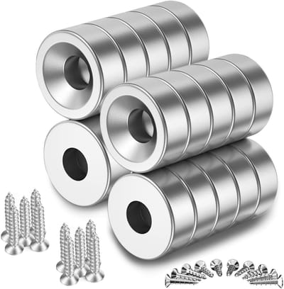 Extra sterke neodymium magneten 10 x 3 mm met verzonken kop voor veelzijdig gebruik, ideaal voor koelkast, whiteboard en kantoor, set van 20 stuks