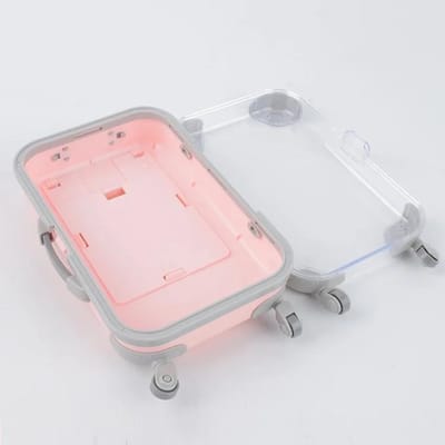 1 STuks Mini Trolley Bagage Voor Het Opbergen Van Poppenkleding Schoenen Sieraden Schattige Plastic Kleine Koffer Doos Poppenhuis Decoratie Accessoires white