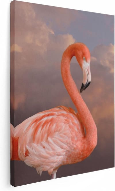 Artaza Canvas Schilderij Vogel - 30x40 cm - Klein - Wanddecoratie Flamingo - Muurdecoratie Woonkamer - Kamer Accessoires