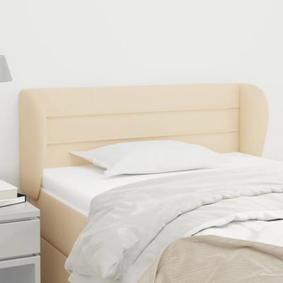vidaXL - Hoofdbord - met - randen - 103x23x78/88 - cm - stof - crèmekleurig