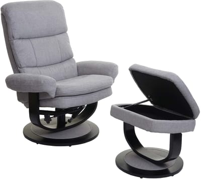 Relaxfauteuil MCW-C16, TV-fauteuil TV-fauteuil met opbergvak, MVG-gecertificeerd ~ stof/textiel lichtgrijs