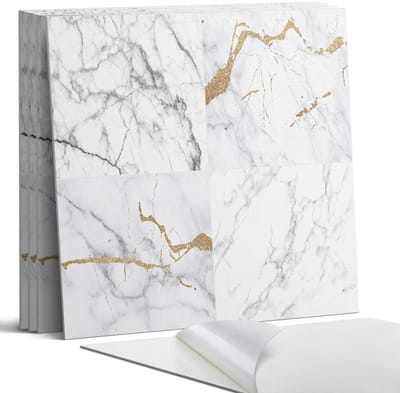 Coloray Wandpanelen Zelfklevend - Marmerpatronen met aderen Zelfklevende Wandpanelen - 50 cm x 50 cm - Wit Wandpaneel PVC - 4 stuks - Texturen Wandpanelen Zelfklevend - Keuken Wandpanelen - Wandpanelen Badkamer