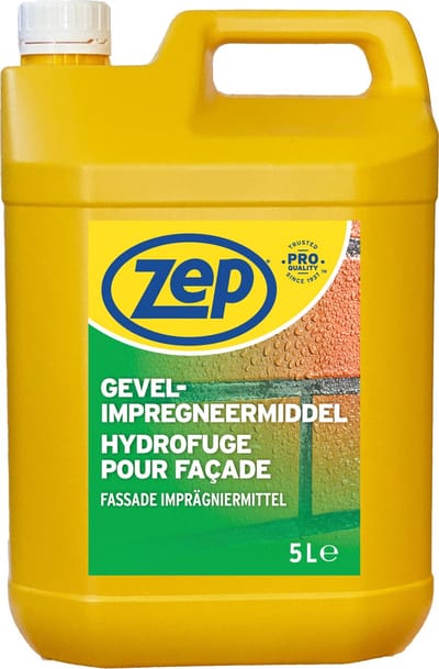 ZEP Gevelimpregneermiddel 5 L – Onzichtbare Bescherming tegen Regen en Vocht – Voorkomt Groene Aanslag en Vervuiling – 100% Transparant – Voor Stenen Gevels