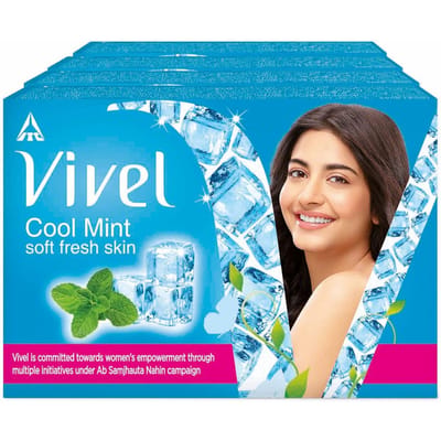 Vivel Cool Mint, Zachte Frisse Huid Zeep, 600g (150g - Verpakking van 4), Zeep voor Vrouwen & Mannen voor Zachte, Stralende & Gehydrateerde Huid, Alle Huidtypen blue