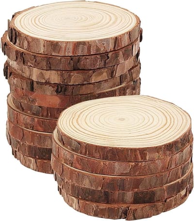 Onbewerkte houten cirkels van 10-12 cm, 16 stuks, natuurlijke schijven voor ambachten, kerstdecoratie en DIY-projecten