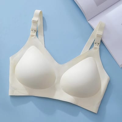 Wow Peach - Seamless Voedings BH - Padded Beha - Zonder Beugel - Naadloos - Borstvoeding - Nursing - Mama - Comfort - Zacht - Ademend - Kleur: Creme - Maat: Medium