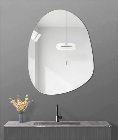 Asymmetrische Wandspiegel van Glas, HD Kwaliteit, Frameloos Ontwerp, Decoratieve Spiegel voor Muur of Deur, Perfect voor Interieurdecoratie en Ruimte-optimalisatie