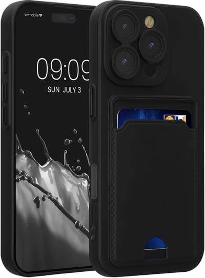 kwmobile In-Ear Oordopjes Etui compatibel met Apple iPhone 16 Pro Hoes – Cord Cover Case – zwart