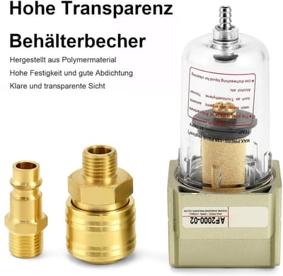 Dailygoods- Luchtfilter Waterseparator - 1/4 inch Aansluiting - Robuuste Metalen Behuizing - Eenvoudig Onderhoud - Effectieve Water- en Vervuilingseparatie - Luchtontvochtiger