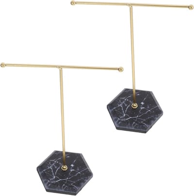 Sieradenhouder Set - Organizer Stand - Sieraden Opbergen - Marmeren Basis - 26.5 cm Breed - Multicolor