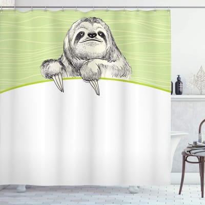 ABAKUHAUS Douchegordijn Luiaard Idle Sloth – Abstract Groen, Pistache 175x200