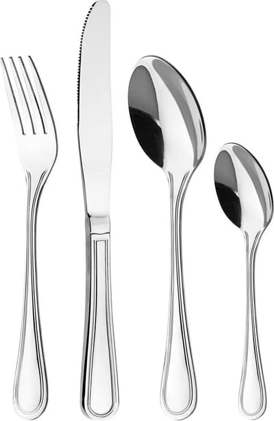 Candala - Bestekset 6 personen, Eetbestek 24-delig, Roestvrijstalen Bestek - Spiegel Gepolijst - Klassiek & Eenvoudig Ontwerp.