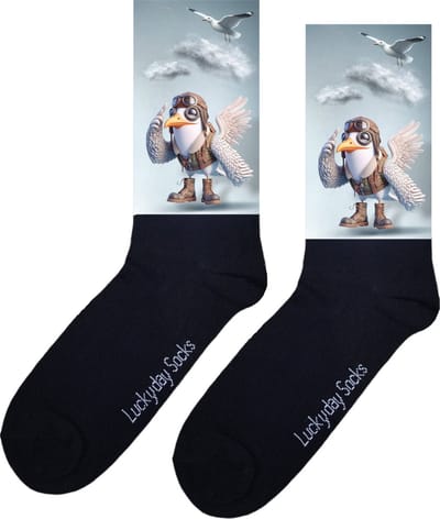 Zeemeeuw - Opkikkertje - Grappige sokken - Valentijn cadeau - Verjaardag cadeau - Kerst cadeau - Grappige sokken - Leuke sokken - Meeuw - Wolken - Vrolijke sokken - Kerst sokken - Knipoog - Vaderdag - Moederdag - Socks maken Happy - 37-44