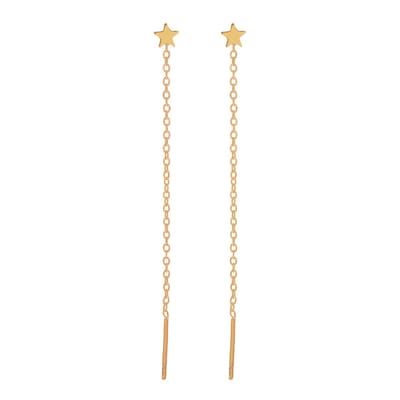 Essentialistics - Stud doortrek oorbellen sterretje - Nikkelvrij - Goudkleur - Stainless steel (verkleurt niet)