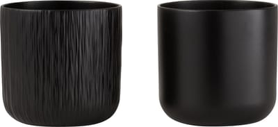 J-Line bloempot Gen - keramiek - zwart - large - 2 stuks - Ø 18.5 cm