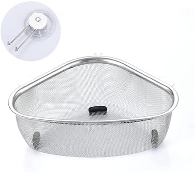 QTTVBTNA - Waterafvoerkorf - Gootsteenorganisers - Afwateren en Filteren - Voor Groenten en Fruit - RVS - Met Accessoires - Zilver - 22x8x15.5cm - 1 Stuk