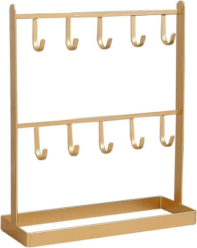 Sieraden Organizer - Display Houder - Sieraden Opbergen - Duurzaam Metaal - 20.5 x 7.5 x 24cm - Goud