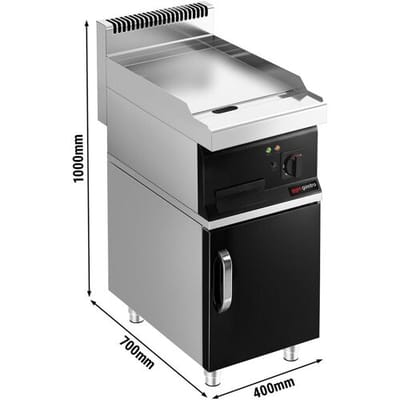 GGM Gastro Elektro Bratplatte - 4,05 kW - Glatt - inkl. Unterbau mit 1 Tür Zilver / Zwart