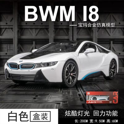 1/22 Schaal Bmw I8 Sportwagen Model Geluid Licht Collectief Diecasts Speelgoed Voertuigen Kinder Auto Cadeau Miniature Auto Huisdecoratie