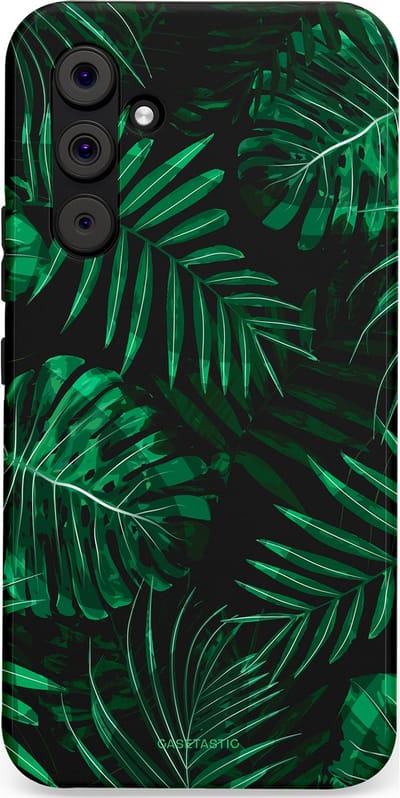 Casetastic hoesje geschikt voor Samsung Galaxy A54 (2023) 5G - Dubbellaagse bescherming - Jungle blad - Fashion Case - Donkergroen Zwart