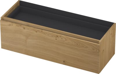 INK - Onderkast 1L met Binnenlade Greeploos Houten Keerlijst Fineer Zonder Sifonuitsparing in Binnenlade - 1200x450x400 Mm - Natur Fineer
