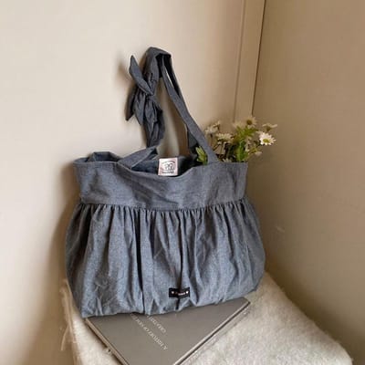 Lente Nieuwe Schoudertas Japanse Effen Kleur Katoen Linnen Grote Capaciteit Tote Bag Gekreukelde Zoete en Luie Stijl Stoffen Tas black