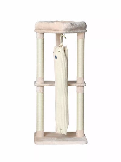 Quapas! Krabpaal met Klimzak - 60 x 60 x 136cm Beige