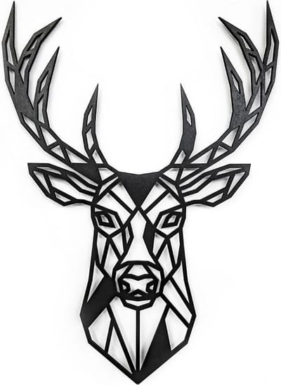 Houten Dierenkop • Houten Hert • Dierenkop Hert • Groot • Zwart MDF • Houten Dier • Wandecoratie