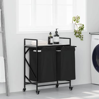vidaXL - Wasmand - 2 - vakken - met - planken - grijs - sonoma - eiken