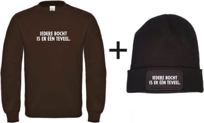 Iedere bocht is er één teveel set wintersport sweater zwart M + muts - soBAD. | Foute apres ski outfit | kleding | verkleedkleren | wintersport beanie | wintersporttruien | wintersport dames en heren