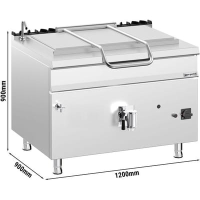 GGM Gastro Gas Kochkessel - 250 Liter - 30 kW - Direkte Beheizung - mit Wasserzulauf & Ablasshahn