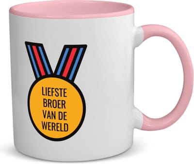 Akyol - liefste broer van de wereld koffiemok - theemok - roze - Broer - de liefste broer - verjaardagscadeau - verjaardag - cadeau - cadeautje voor broer - broer artikelen - kado - geschenk - gift - 350 ML inhoud