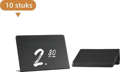 Set van 10 mini-schoolbordjes - Uitwisbaar en beschrijfbaar - Geschikt voor tafeldecoratie op bruiloften en feesten - Tafeldecoratie - Kleine schoolbordjes - L-vormig - 10 x 7,5 cm