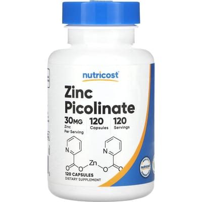 Nutricost, Picolinate de Zinc, 30 mg, 120 Capsules