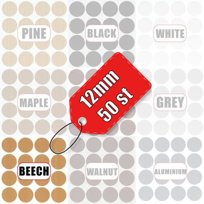 AMIG Schroefgatstickers Beuken 12mm Zelfklevend PVC Meubel - 50 Stuks