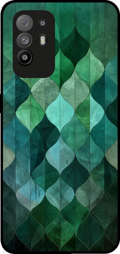 Smartphonica Telefoonhoesje Geschikt voor Oppo Reno5 Z met groene bladeren opdruk - TPU backcover case green leaf design - Groen geschikt voor Oppo Reno5 Z