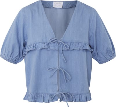 SISTERS POINT Inusa-tie - Dames Blouse - L. blue wash - Maat XS