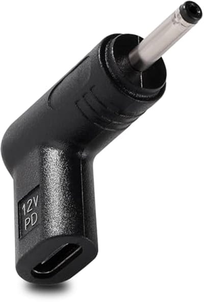 USB C naar DC 12V Adapter - Type C Vrouwelijk naar DC 3.0x1.1 mm Mannelijk - 90 Graden Gehoekt voor Routers en Bewakingsapparatuur