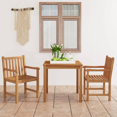 vidaXL 3-delige tuinset 80x80 cm massief teakhout