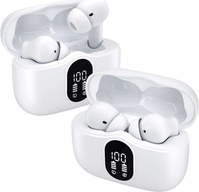 Duo Pack SBG Draadloze Oordopjes - Noise Cancelling - Headset - Bluetooth 5.3 - Earbuds oplaadcase - LED Display - Met Microfoon - Extra dopjes - Wit